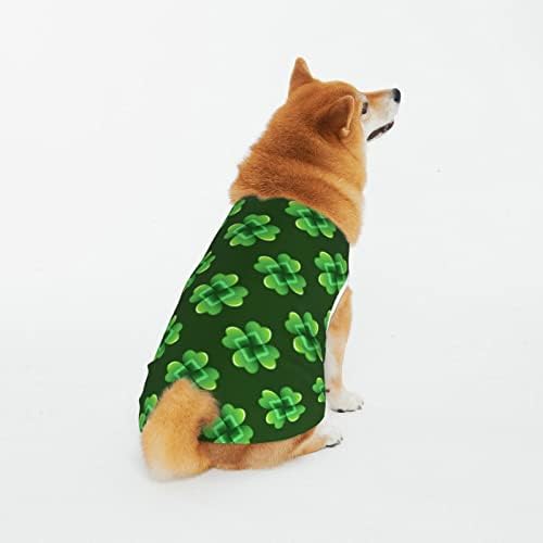 חולצות חיית מחמד כותנה ירוק-קלובר-סנט. פטריק-יום תלבושות כלב כלב חתול פיג'מה כלב רך.