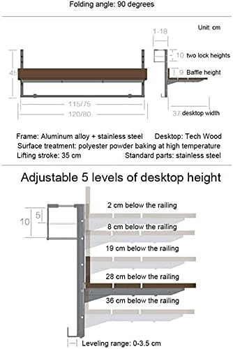 מתכוונן סיפון מעקה מרפסת שולחן קפה שולחן מרפסת בר מתקפל שולחן תליית צד שולחן עבור אזורים ומרפסות פטיו