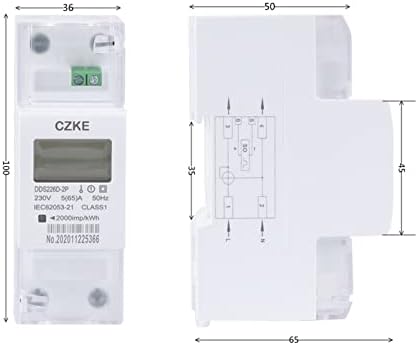 AXTI DDS226D-2P LCD מד אנרגיה DIN-RAIL SIND-שלב 65A 100A 220V 230V 50Hz 60Hz יבוא אנרגיה פעיל ייצוא קוטש