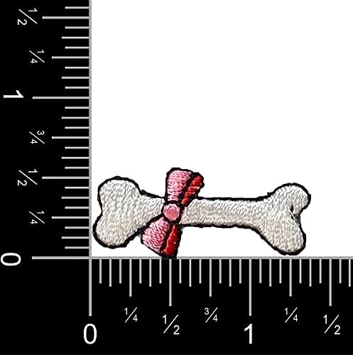 עצם כלב לבן ברזל רקום על התיקון