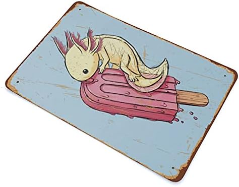 דרקוס אקסולוטל אכילת ארטיק מצחיק פוסטר אקזוטי לחיות מחמד הדפסת אמנות חמוד בעלי החיים פח סימן עבור