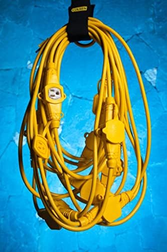 COLSEN 25ft צהוב חוט הארכת כוח 3 קדום 6 NEMA 5-15R שקע נקבה - מחוון LED אדום