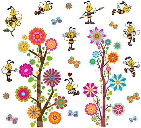 ישילינקה מדבקות קיר דבורת דבש קריקטורה חמודה חרקים דבורים פרפרים פרחי עצי מדבקות קיר פיל & מקל