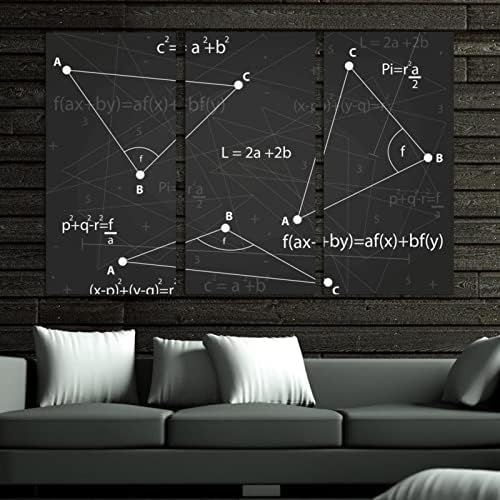אמנות קיר לסלון, בעיות במתמטיקה על לוח שחור ממוסגר ציור שמן דקורטיבי סט יצירות אמנות מודרניות דקורטיביות מוכנות
