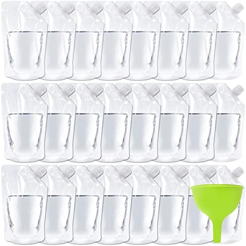 24 יחידות שקיות שתייה של צלוחיות פלסטיק,שקיות הניתנות להסתרה וניתנות לשימוש חוזר של 16 אונקיות,שקיות