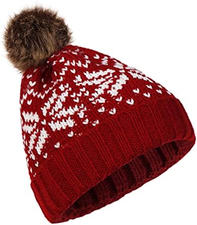 כובעי חורף לנשים לסרוג כפת פתית שלג חג המולד פאזי פום כובע פו חם צמר בייסבול כובעי גברים של סקווש כובע