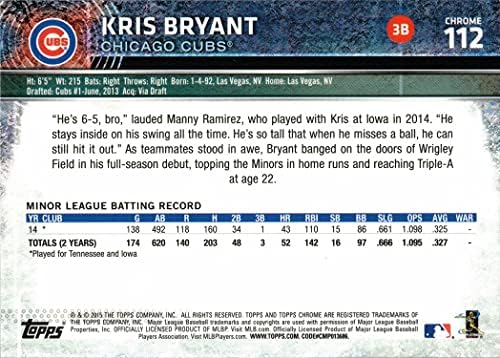 2015 Topps Chrome Baseball 112 KRIS BRYANT TROOKIE כרטיס
