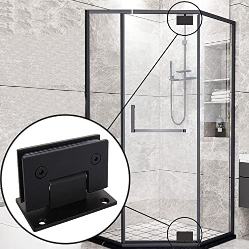 Lunkuivy 4 PCS 90 מעלות צירי דלתות מקלחת כבדות, נירוסטה שחורה 90 מעלות דלת זכוכית קיר מקלחת אביזרים חדר