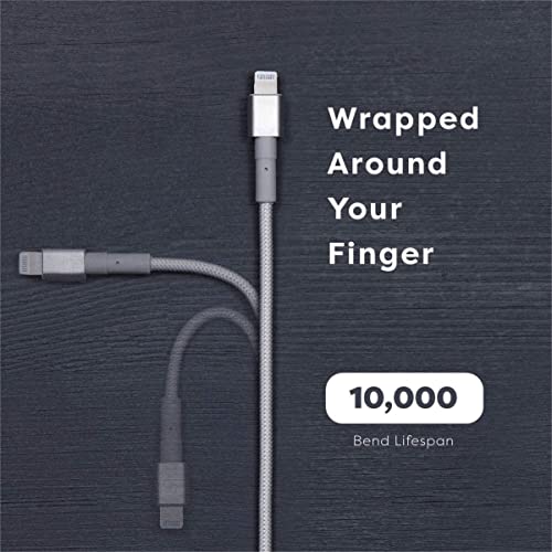 MFI מוסמך Apple iPhone Charger כבל - נילון קלוע USB C לכבל ברק - כבל טעינה שחור כוכב 4.9ft - תואם ל- Apple