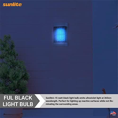 סאנלייט 05155-סו ט6 נורת פלורסנט בצורת פרסה, 15 וואט, אור אולטרה סגול, אורך גל צבע של 365 ננומטר,