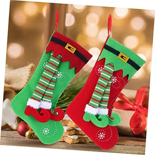 AMOSFUN ELF רגל חג המולד גרבי חג המולד שקיות חטיפים לילדים Chrismas Socks גרביים לילדים שקיות