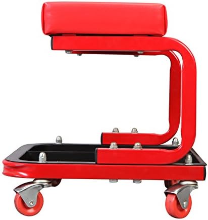 כיסא גלגלים מתכוונן עם גלגלים ומגש כלים שחור וטורין טר6300 אדום מתגלגל מטפס מוסך / מושב חנות: שרפרף מכונאי