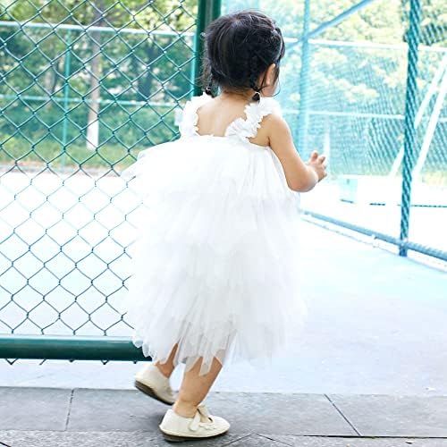 Chenbao לא סדיר שמלות נערות נערות טול פעוט פעוט שמלת כלה יום הולדת יום הולדת טוטו ספגטי רצועת קיץ.
