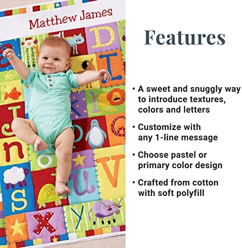 בואו נעשה זיכרונות מותאמים אישית לתינוק מרקם שמיכת אלפבית - עיצוב צבעי פסטל - תינוק חדש