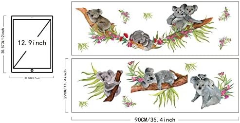 סופרדנט עץ טיפוס קואלה מדבקות קיר צבעוני אוסטרלי בעלי החיים קיר מדבקות קואלה משפחה עם פרחים קיר אמנות מדבקת עבור