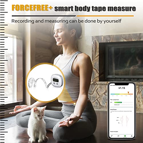 מדד קלטת גוף, ForceFree+ קלטת מדידת גוף Digtal לאובדן ווייט, גשש מדידה של גוף חכם עם אפליקציה, תצוגת LCD,