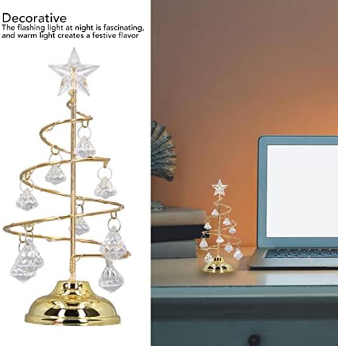 עץ חג המולד של קריסטל LED, עץ ברזל מצופה חג המולד LED גביש מואר עץ חג המולד קישוט שולחן גביש אור לילה, מנורת