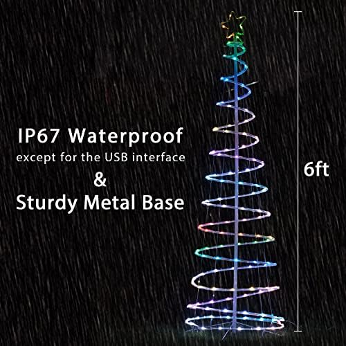 OUSHENG 2 חבילה עץ חג מולד מואר מואר, מצבי צבע מרובים קישוטי מרפסת LED עם מרחוק, טיימר, 6ft