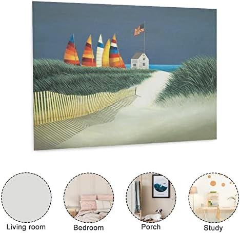 הדפסי אמנות Lowell Herrero שמן ציור קיץ עם סירת מפרש מגדלור ציורי זר לציורי אמנות קיר וושינגטון קיר קיר תפאורה