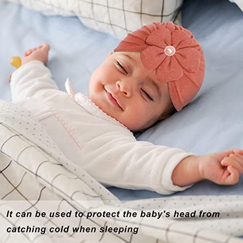 6 מחשבים יילוד תינוקות טורבאן כובעי תינוקות כותנה רכה כותנה עטיפת ראש תינוקת לתינוקת כפה חמודה
