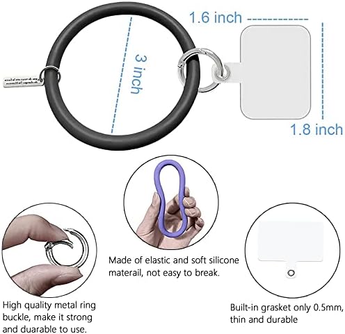 סיליקון טלפון יד טבעת לולאה עם גמישות גבוהה 2 יחידות, רך טלפון סלולרי קסמי יד תליית שרוך רצועת עגול