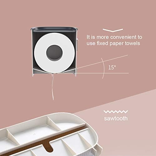 XFXDBT מחזיק גליל טואלט דבק עצמי פלסטיק, מחזיק נייר טואלט רכוב על קיר עם מדף ללא קידוח מחזיק גליל נייר טואלט אמבטיה-לבן