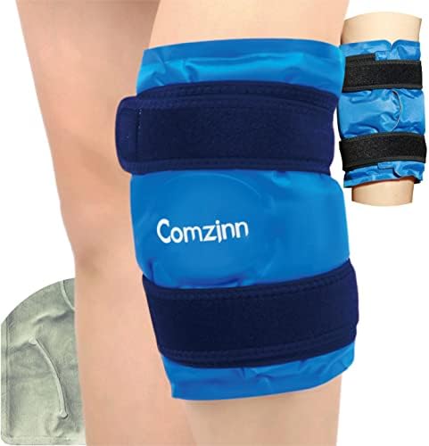 Comzinn XL אריזת קרח ברך עוטפת סביב ברך שלמה, ניילון קרח ברך לשימוש חוזר לברכיים הקלה על כאבים, טיפול קר הקלה