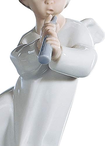 Lladró Angel עם פסלון חליל. דמות מלאך חרסינה.