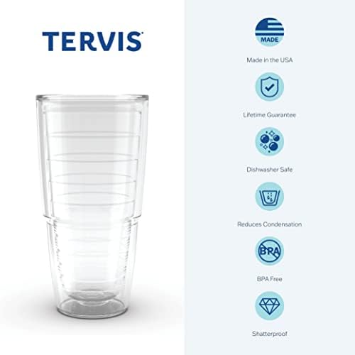 טיפולי כלבים של Tervis כוס פלסטיק עם גלישה ומכסה חום 24oz, ברור