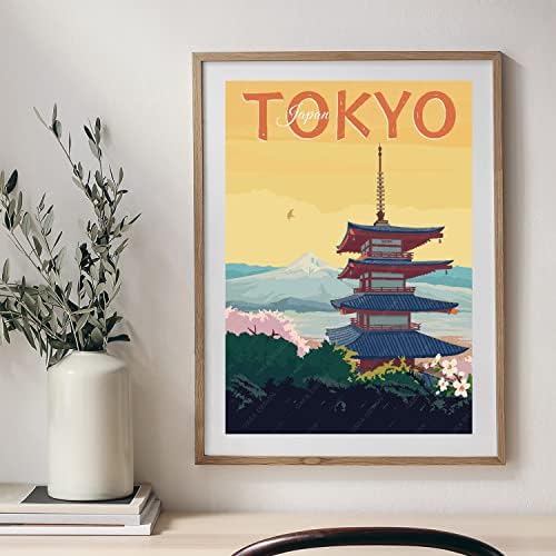 GAEASSERESS יפן טוקיו סיטי נוף פוסטרים לטיולים וינטג 'תפאורה לעיצוב אסתטי ציורי בד אסתטיים לקישוט הבית אמנות