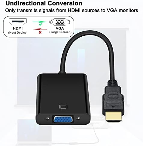 כבל מתאם DTech HDMI ל- VGA עבור מחשב צג מחשב טלוויזיה 1080p HD וידאו