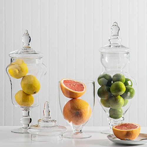 כלי זכוכית של פאליס צנצנות צנצנות זכוכית ברורה, מיכלי מזנון ממתקים לחתונה, גדולים, ברורים, סט של 3