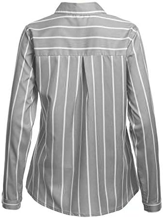 Andongnywell נשים שרוול ארוך פס חולצת טי חולצת צוואר חולצות חולצות חולצות חולצות למעלה עם חולצת שרוול