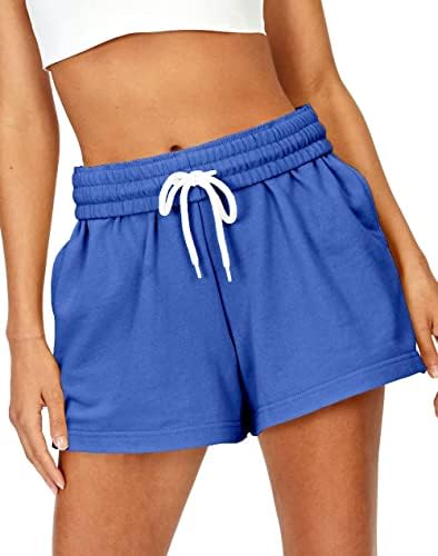 מכנסי זיעה של Ezyymall נשים טרקלין בקיץ מזדמן נוח אתלטי מכנסיים קצרים מותניים קצרים המריצים מכנסיים אתלטים