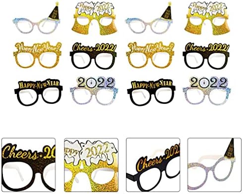 מתנות Pretyzoom ערכות 12 יחידות שנה טובה משקפיים משקפיים משקפי נצנצים מסגרות שנה טובה ערב מצחיק משקפיים