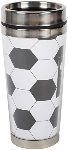 אבא כדורגל כדור שחור לבן 16 אונקיה ספל טיולים נירוסטה ספל כוס עם מכסה