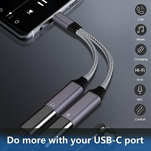 מפצל USB C, 2in1 סוג C Audio Audio, אוזניות כפול USB C ומטען PD 27W טעינה מהירה תמיכה תמיכה בשיחה