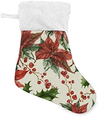 גרבי חג המולד של Alaza פרחי Poinsettia משאיר קישוטי גרביים קטנים בהתאמה אישית של הולי קלאסית לעיצוב המסיבות של