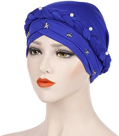בציר קפלים טורבן כיסוי ראש לנשים כפת מטפחת פרל טורבן ראש כורכת מראש קשור רפוי גולגולת כובעים