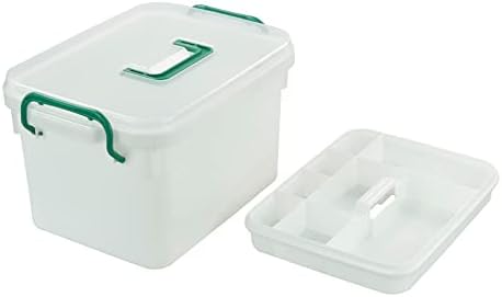 Dynkona 1 חבילה תיבת עזרה ראשונה פלסטיק, תיבת נעילה תרופתית ריקה, לבן