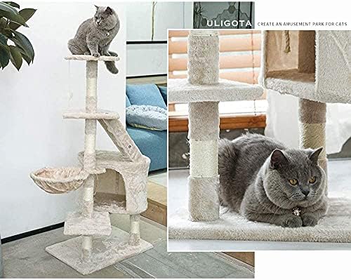 חתול עץ דירה גרוד חתול מגדל יציב חתול הודעות שריטה פונקצית חתול טיפוס מגדל צעצועי עם חתול בית עבור מקורה /
