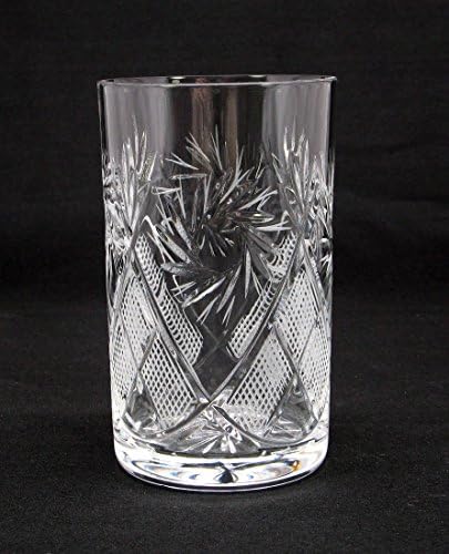 אוסף רוסי סט של 6 איקס 8.5 עוז. כוסות שתייה קריסטל בגזרה מסורתית, מתאימות למחזיק זכוכית מתכת פודסטקניק, מחוסמת