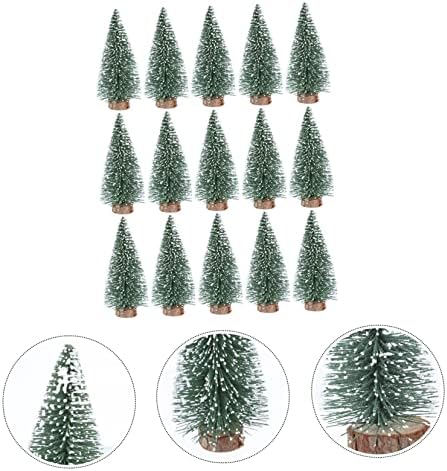 Pretyzoom 45 יח 'שלג שולחן חתונה ובסיסים קטנים ירוקים אורן קישוט מקסים לחג המולד סמ מיני דקורס לעצים מכוסים