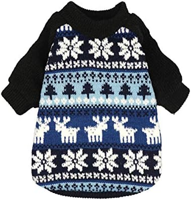 סוודר חג המולד של כלב FITWARM גור סרוג סרוג שלג בגדי חורף חילוף כלב כלבים כלבים משותפים כחולים XS