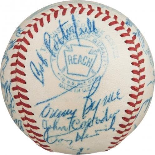 קבוצת ניו יורק ינקי יפה 1948 חתמה על בייסבול בליגה האמריקאית ג'ו דימג'יו פסא - כדורי בייסבול חתימה