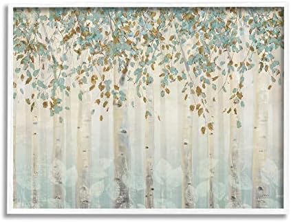 סטופל תעשיות מופשט יער עלים עצים כחול טאן רך ציור, עיצוב על ידי ג ' יימס וינס
