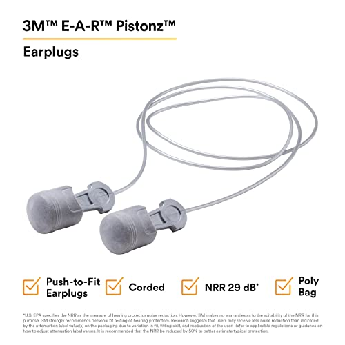 3M E-A-R Pistonz אטמי אוזניים P1401, חוט