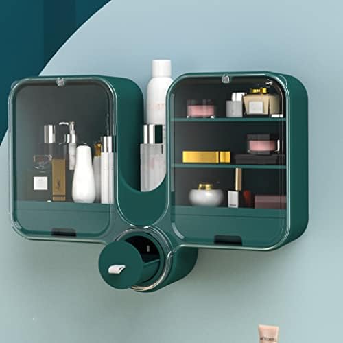 GLJ קופסת אחסון קוסמטית קיבולת גדולה, מדף מוצרי טיפוח עור של חדר אמבטיה רכוב על קיר, הימנע מכניסת מים ואבק