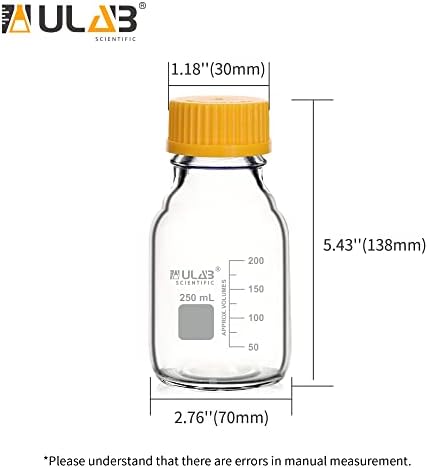 בקבוק אחסון עגול מדיה עגול, כרך 25 מל 3.3 בקבוקי אחסון זכוכית בורוסיליקט עם מכסה בורג GL45, חבילה של