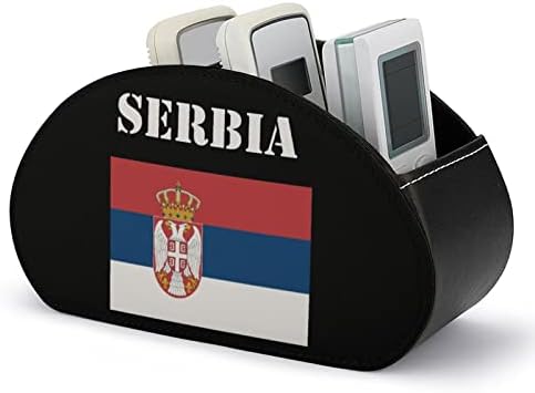 דגל סרבי טלוויזיה טלוויזיה מחזיקי שלט רחוק מארגן איפור ארגז עור PU עור אחסון בית חנות קאדי עם 5 תא